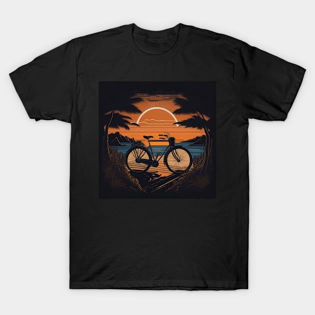 sunset and bicycle T-Shirt by Jason